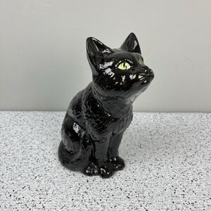 Vtg Scioto 80s/90s Ceramic Black Cat Figurine Statue Halloween Decor Witchy Goth
